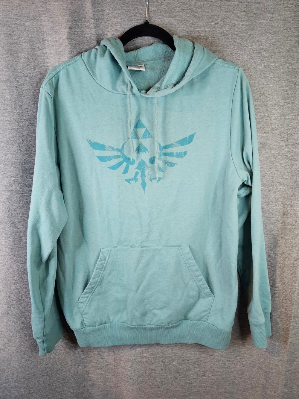 The Legend Of Zelda Ocarina Of Time Hoodie Sweatshirt Teal M Nintendo **READ